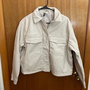 H&M Divided Cream Vegan Leather Boxy Fit Jacket, Medium